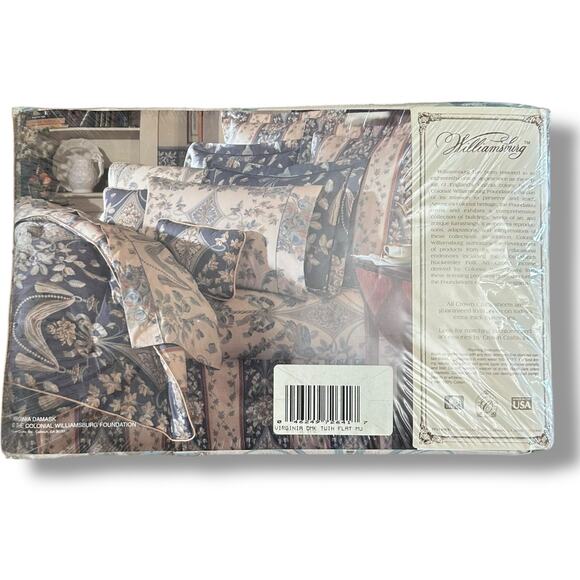 Williamsburg Virginia Damask Twin Flat Sheet NIP Luxury Percale 200 TC USA - Picture 7 of 7